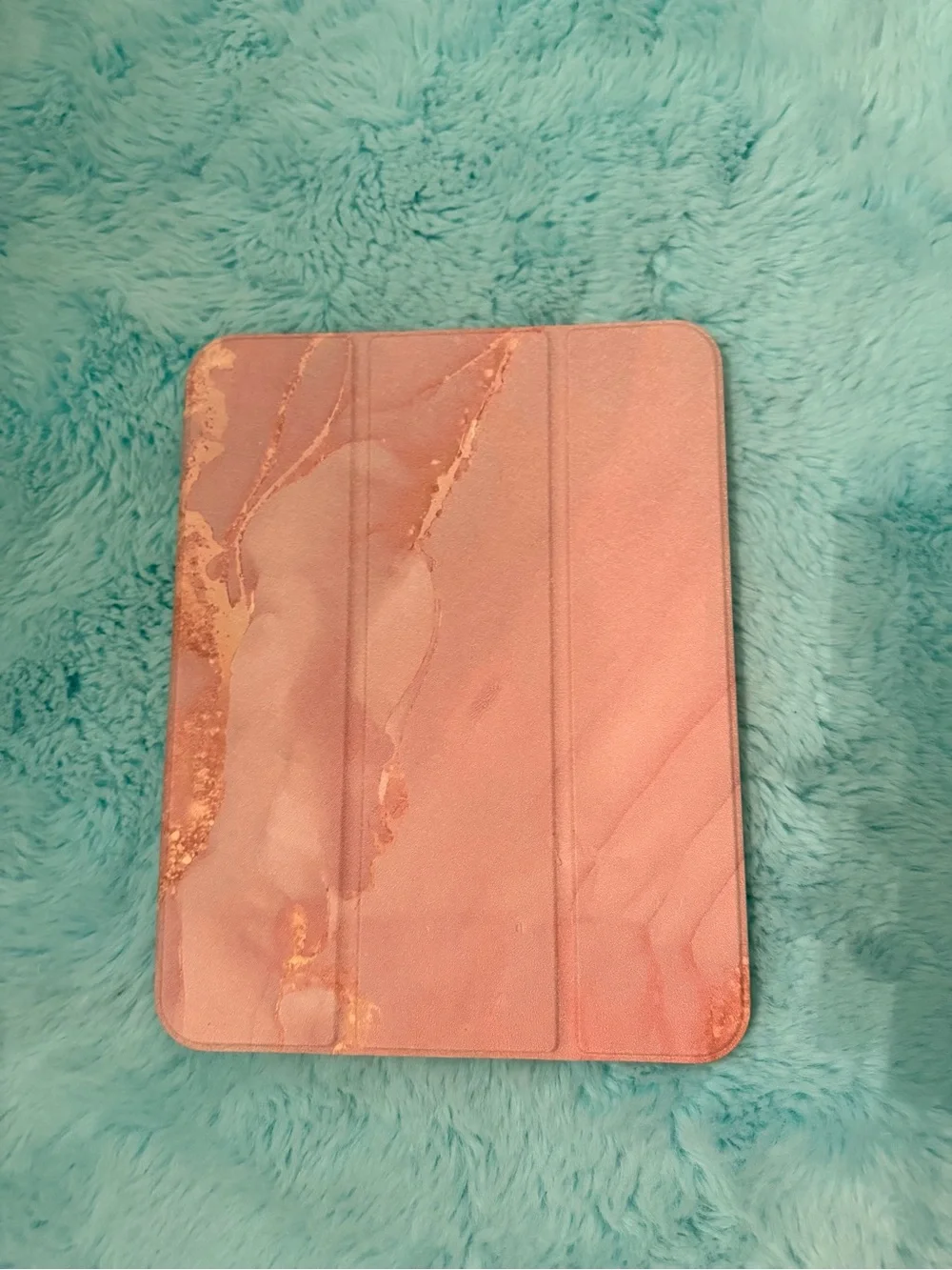 SHEIN Pink Marble Tablet Cover with Gold Veining